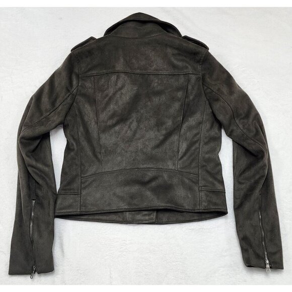 Banana Republic Faux Vegan Suede Moto Jacket Brown Medium - Picture 4 of 7
